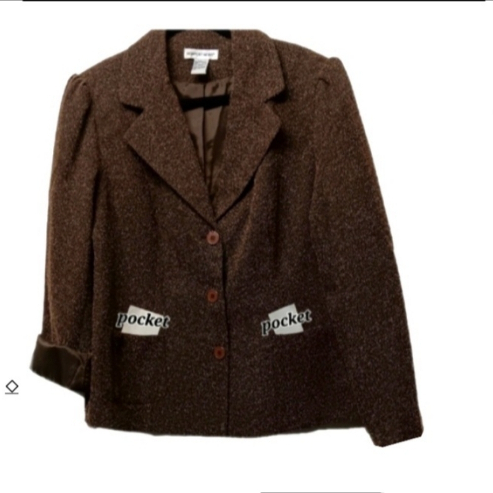 Newport News Tweed Blazer Brown with Subtle Gold flecks Women’s Size 10